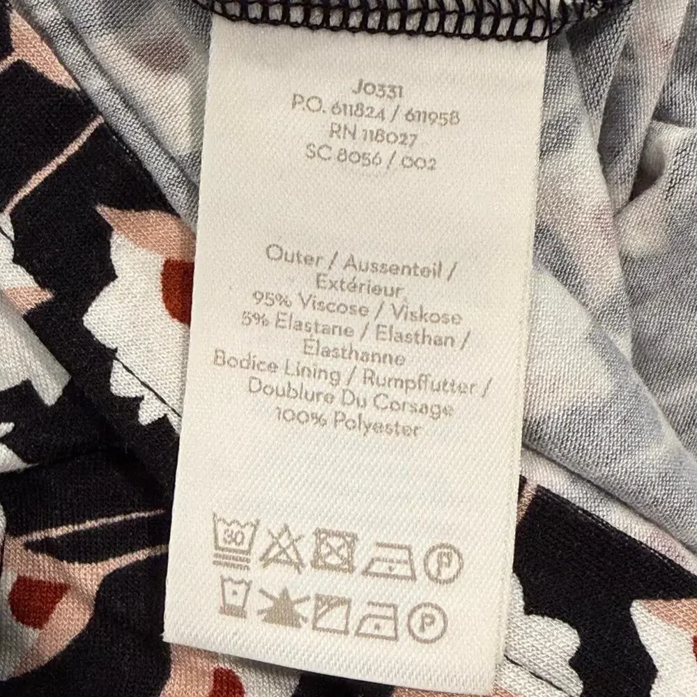 Boden Maisie Matte Jersey Midi Dress Black Floral Handkerchief Hem Ruched Size 8 - Picture 11 of 12